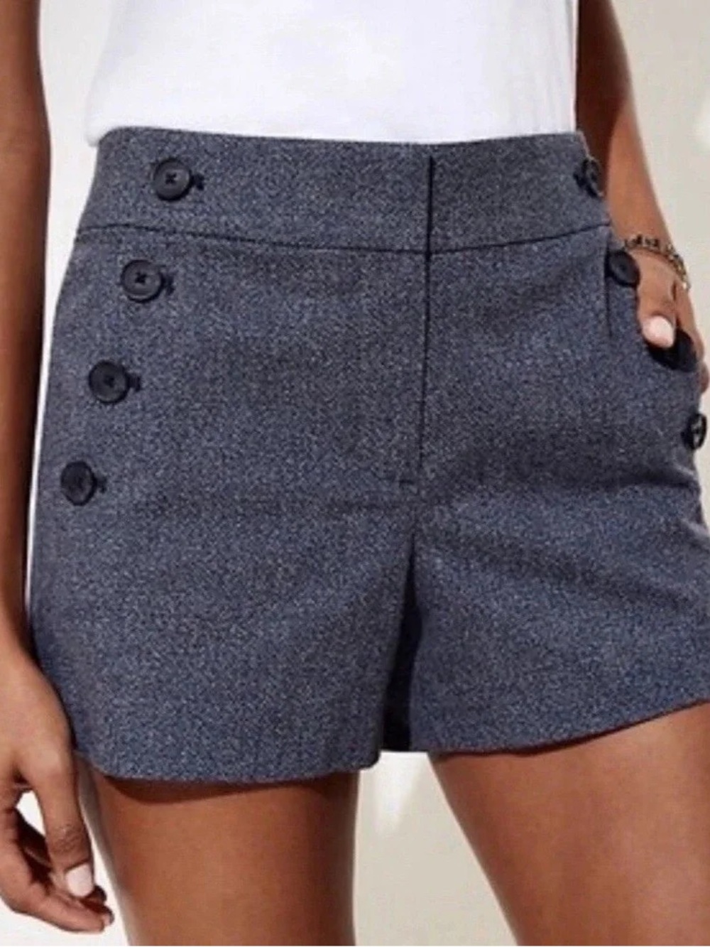 NWT - LOFT Riviera Navy Tweed Sailor Shorts, size 12